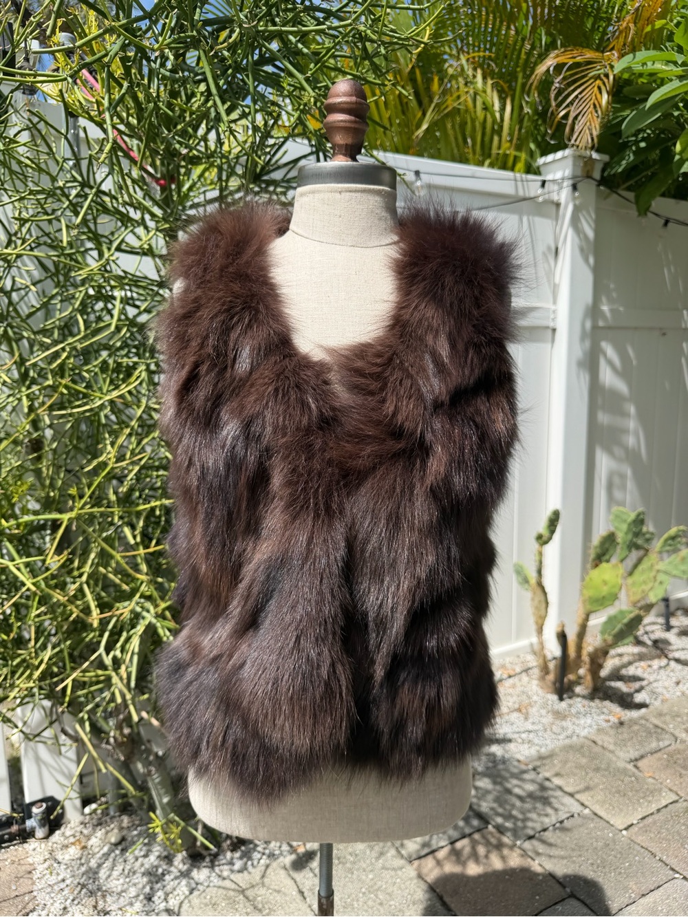 Vintage Italian Chocolate Brown Genuine Fur Vest for Women
